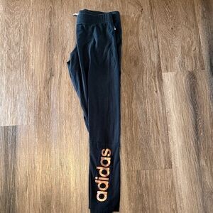 Adidas womens Black leggings s  with Gold Logo